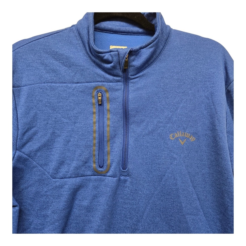 Callaway Mens Medium Blue Heather Quarter Zip Fleece Pullover Golf Jacket M